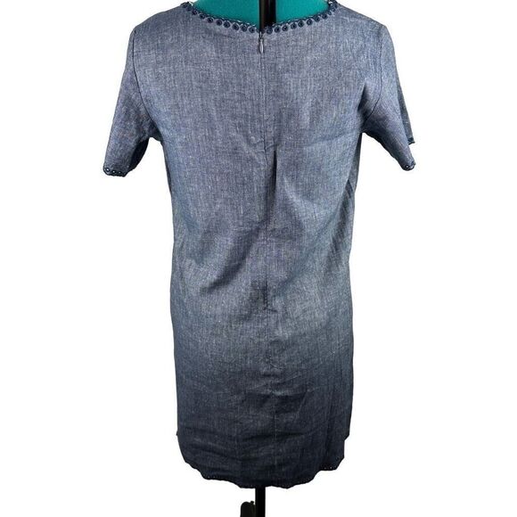 Ann Taylor chambray embroidered shift dress- size 6 - Picture 2 of 10